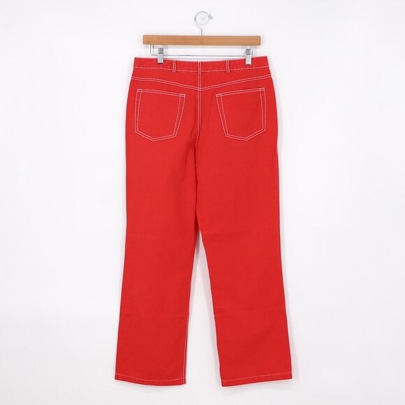 ESCADA Sport Red Cotton Linen Straight Leg Pants Size EU 42 - Picture 4 of 8